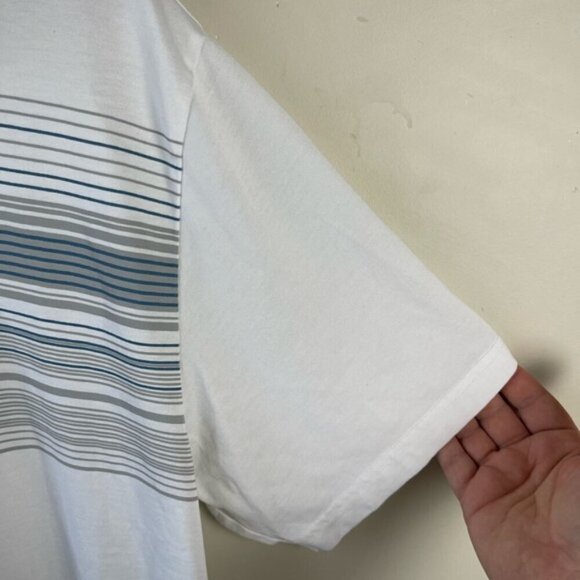 Travis Mathew Polo Shirt Mens Large White Lightweight Golf Casual Flex Striped - Picture 4 of 11